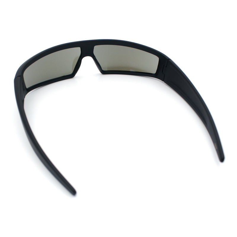 80s Robotic Sci-fi Futurism Narrow Rectangle Wrap Around Plastic Sunglasses