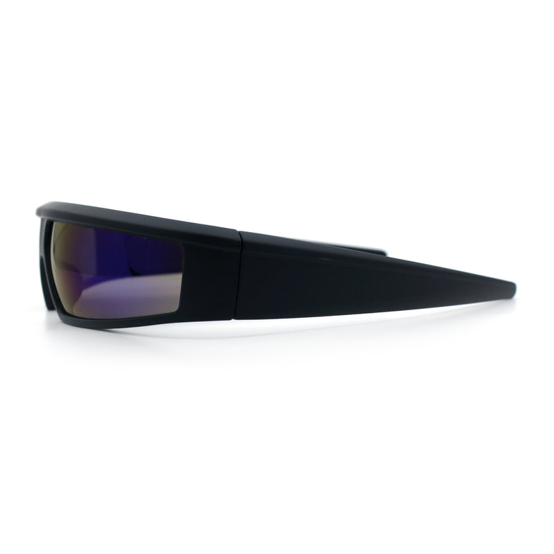 80s Robotic Sci-fi Futurism Narrow Rectangle Wrap Around Plastic Sunglasses