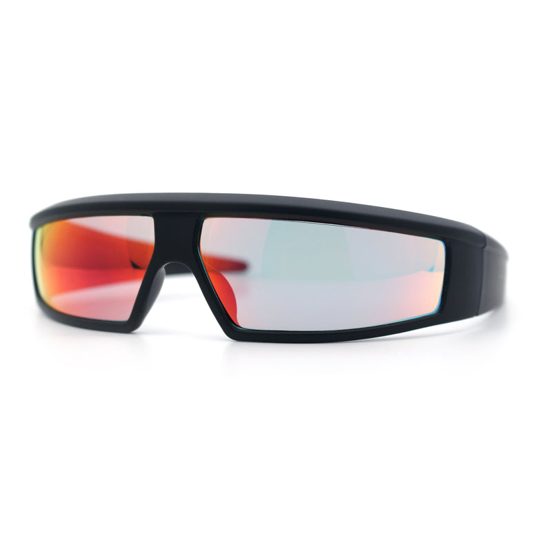 80s Robotic Sci-fi Futurism Narrow Rectangle Wrap Around Plastic Sunglasses