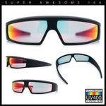 80s Robotic Sci-fi Futurism Narrow Rectangle Wrap Around Plastic Sunglasses