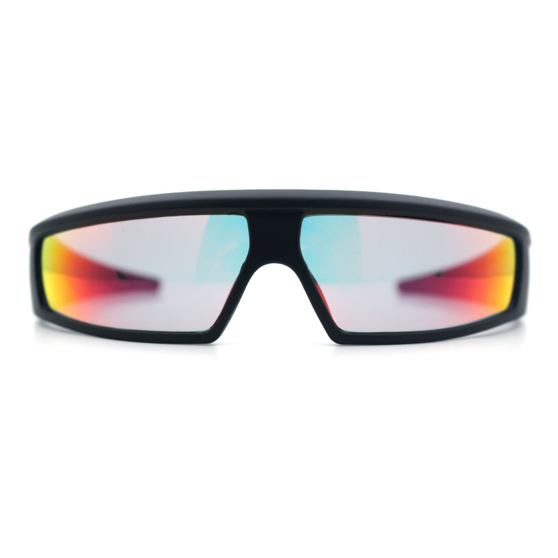 80s Robotic Sci-fi Futurism Narrow Rectangle Wrap Around Plastic Sunglasses