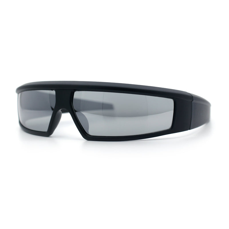 80s Robotic Sci-fi Futurism Narrow Rectangle Wrap Around Plastic Sunglasses