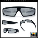 80s Robotic Sci-fi Futurism Narrow Rectangle Wrap Around Plastic Sunglasses