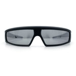 80s Robotic Sci-fi Futurism Narrow Rectangle Wrap Around Plastic Sunglasses