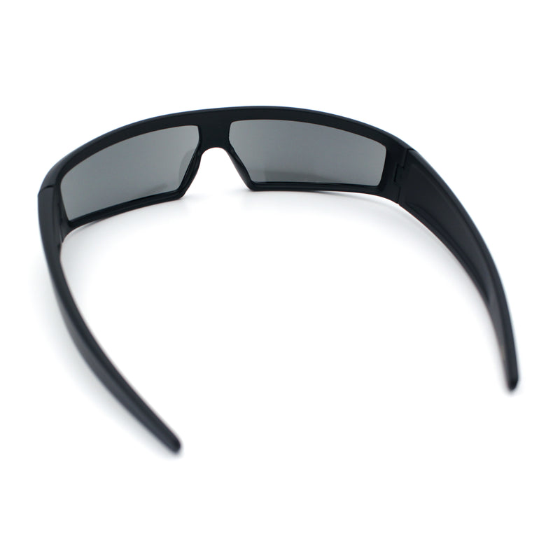 80s Robotic Sci-fi Futurism Narrow Rectangle Wrap Around Plastic Sunglasses