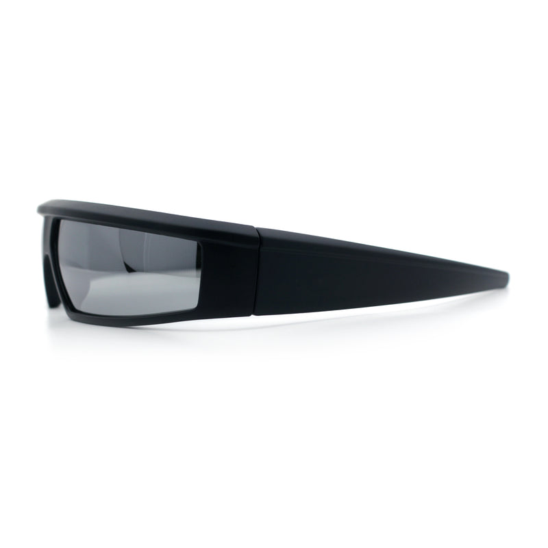 80s Robotic Sci-fi Futurism Narrow Rectangle Wrap Around Plastic Sunglasses