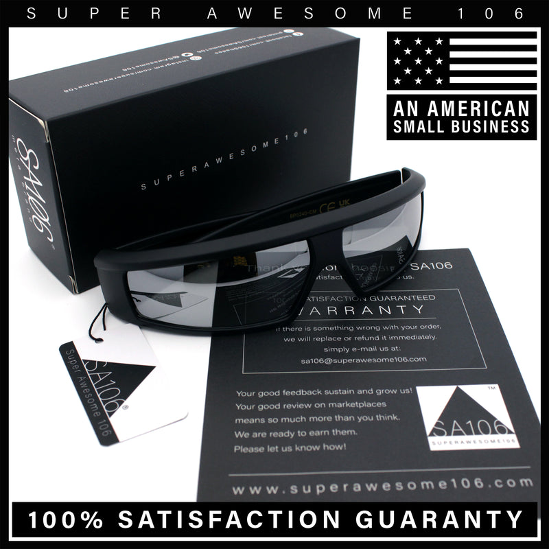 80s Robotic Sci-fi Futurism Narrow Rectangle Wrap Around Plastic Sunglasses