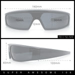 80s Robotic Sci-fi Futurism Narrow Rectangle Wrap Around Plastic Sunglasses
