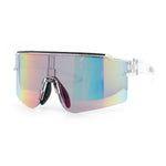 Color Mirror Lens Oversized Half Rim Sport Rectangle Monoblock Shield Plastic Sunglasses
