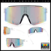 Color Mirror Lens Oversized Half Rim Sport Rectangle Monoblock Shield Plastic Sunglasses