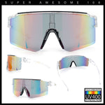 Color Mirror Lens Oversized Half Rim Sport Rectangle Monoblock Shield Plastic Sunglasses