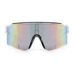 Color Mirror Lens Oversized Half Rim Sport Rectangle Monoblock Shield Plastic Sunglasses