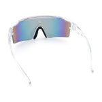 Color Mirror Lens Oversized Half Rim Sport Rectangle Monoblock Shield Plastic Sunglasses