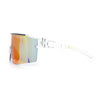 Color Mirror Lens Oversized Half Rim Sport Rectangle Monoblock Shield Plastic Sunglasses