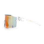 Color Mirror Lens Oversized Half Rim Sport Rectangle Monoblock Shield Plastic Sunglasses