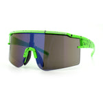 Color Mirror Lens Oversized Half Rim Sport Rectangle Monoblock Shield Plastic Sunglasses