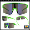 Color Mirror Lens Oversized Half Rim Sport Rectangle Monoblock Shield Plastic Sunglasses