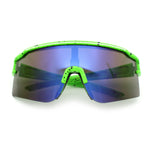 Color Mirror Lens Oversized Half Rim Sport Rectangle Monoblock Shield Plastic Sunglasses