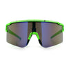 Color Mirror Lens Oversized Half Rim Sport Rectangle Monoblock Shield Plastic Sunglasses