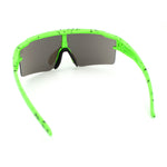 Color Mirror Lens Oversized Half Rim Sport Rectangle Monoblock Shield Plastic Sunglasses