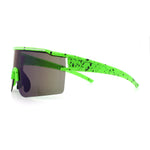 Color Mirror Lens Oversized Half Rim Sport Rectangle Monoblock Shield Plastic Sunglasses