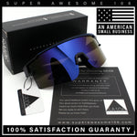 Color Mirror Lens Oversized Half Rim Sport Rectangle Monoblock Shield Plastic Sunglasses