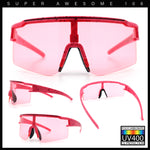 Color Mirror Lens Oversized Half Rim Sport Rectangle Monoblock Shield Plastic Sunglasses