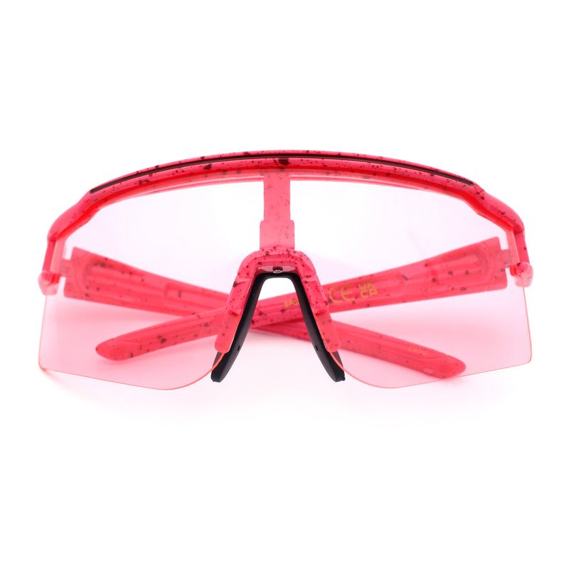 Color Mirror Lens Oversized Half Rim Sport Rectangle Monoblock Shield Plastic Sunglasses