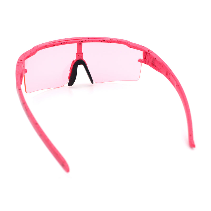 Color Mirror Lens Oversized Half Rim Sport Rectangle Monoblock Shield Plastic Sunglasses