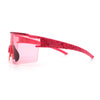 Color Mirror Lens Oversized Half Rim Sport Rectangle Monoblock Shield Plastic Sunglasses