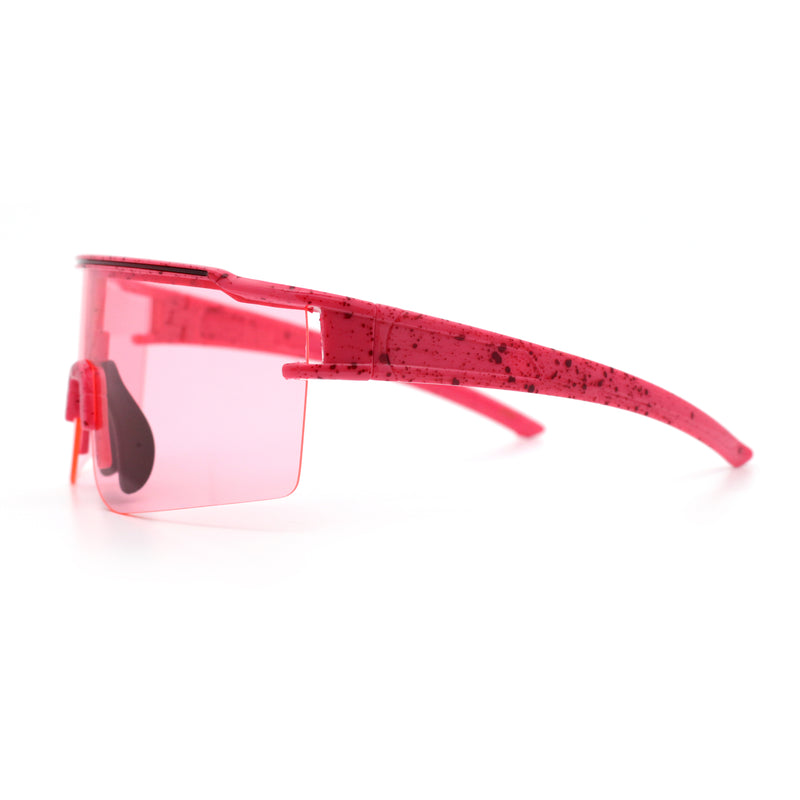 Color Mirror Lens Oversized Half Rim Sport Rectangle Monoblock Shield Plastic Sunglasses