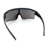 Color Mirror Lens Oversized Half Rim Sport Rectangle Monoblock Shield Plastic Sunglasses