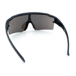 Color Mirror Lens Oversized Half Rim Sport Rectangle Monoblock Shield Plastic Sunglasses