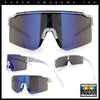 Color Mirror Lens Oversized Half Rim Sport Rectangle Monoblock Shield Plastic Sunglasses