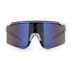 Color Mirror Lens Oversized Half Rim Sport Rectangle Monoblock Shield Plastic Sunglasses