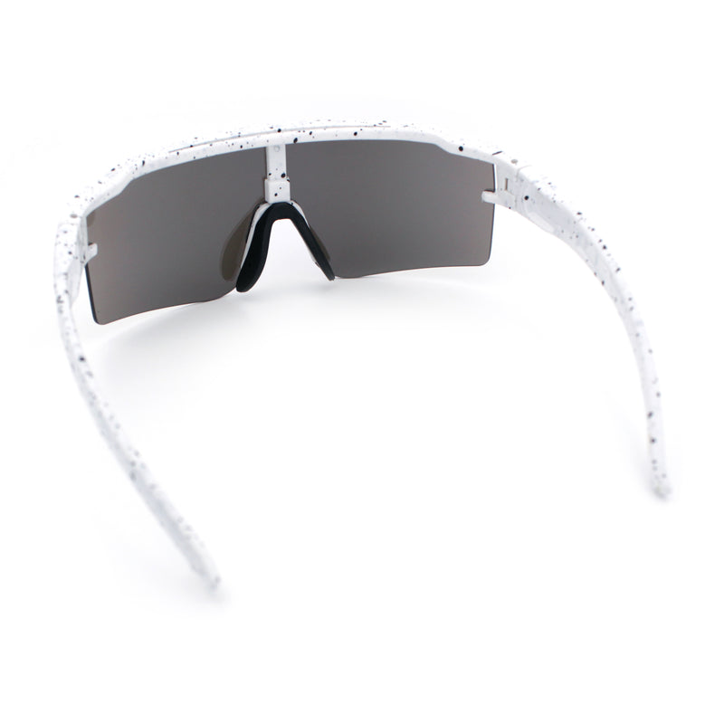 Color Mirror Lens Oversized Half Rim Sport Rectangle Monoblock Shield Plastic Sunglasses