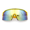 Color Mirror Lens Oversized Half Rim Sport Rectangle Monoblock Shield Plastic Sunglasses