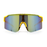 Color Mirror Lens Oversized Half Rim Sport Rectangle Monoblock Shield Plastic Sunglasses