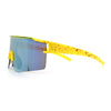 Color Mirror Lens Oversized Half Rim Sport Rectangle Monoblock Shield Plastic Sunglasses