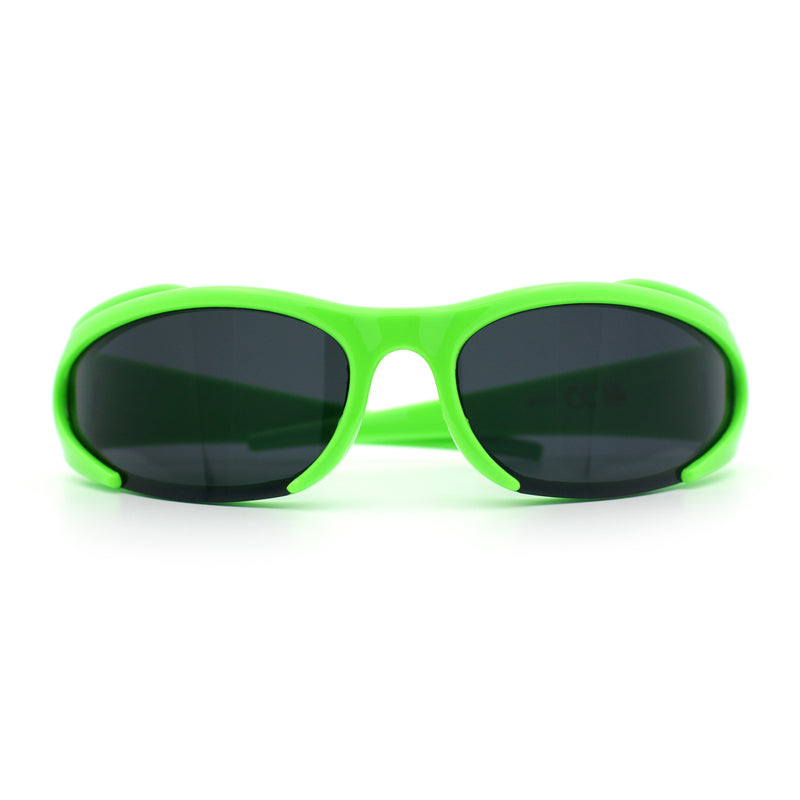Mens Classic 90s Oval Cropped Bottom Wrap Around Sport Plastic Sunglasses