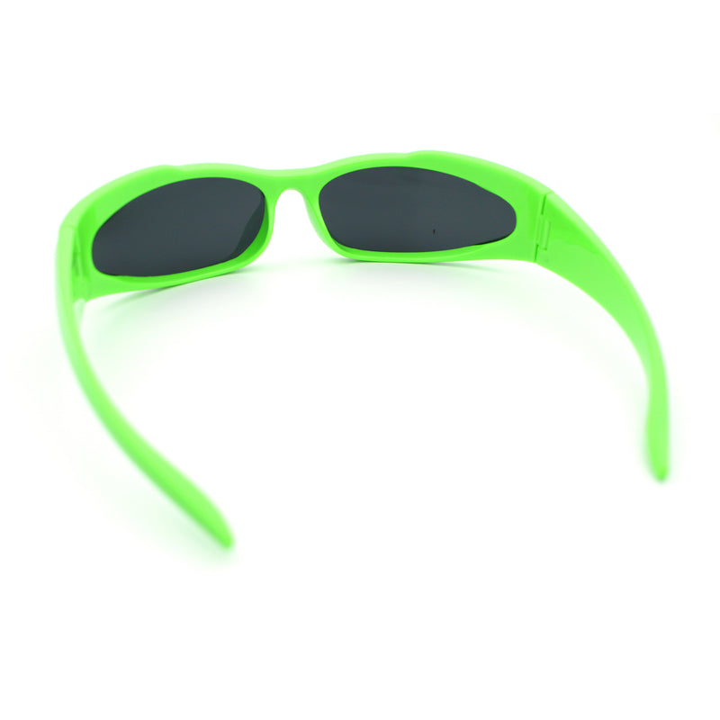 Mens Classic 90s Oval Cropped Bottom Wrap Around Sport Plastic Sunglasses