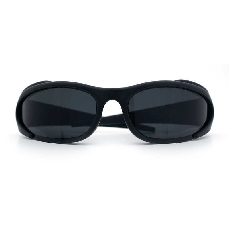 Mens Classic 90s Oval Cropped Bottom Wrap Around Sport Plastic Sunglasses