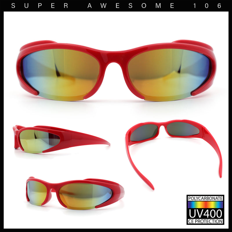Mens Classic 90s Oval Cropped Bottom Wrap Around Sport Plastic Sunglasses