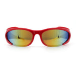 Mens Classic 90s Oval Cropped Bottom Wrap Around Sport Plastic Sunglasses