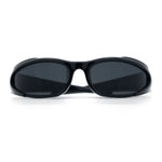 Mens Classic 90s Oval Cropped Bottom Wrap Around Sport Plastic Sunglasses