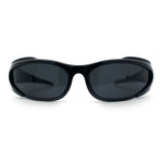Mens Classic 90s Oval Cropped Bottom Wrap Around Sport Plastic Sunglasses