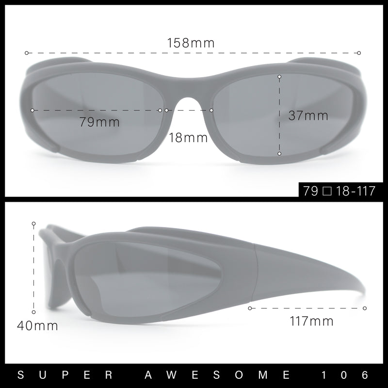 Mens Classic 90s Oval Cropped Bottom Wrap Around Sport Plastic Sunglasses