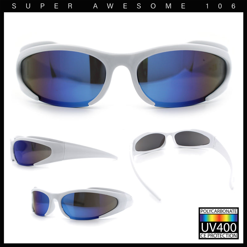 Mens Classic 90s Oval Cropped Bottom Wrap Around Sport Plastic Sunglasses