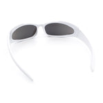Mens Classic 90s Oval Cropped Bottom Wrap Around Sport Plastic Sunglasses