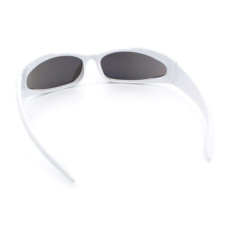 Mens Classic 90s Oval Cropped Bottom Wrap Around Sport Plastic Sunglasses